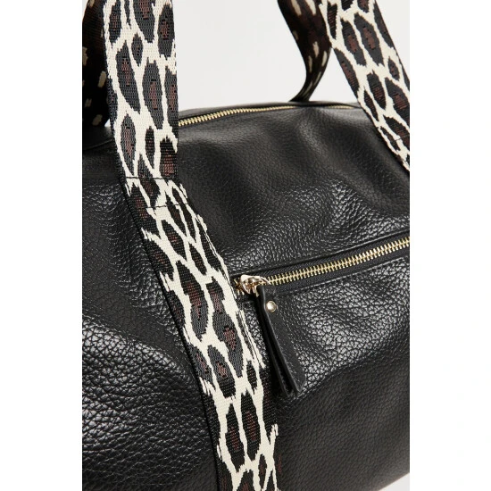 Oliver Bonas Hattie Black Leopard Strap Rectangular Weekend Bag 7 Oliver Bonas Hattie Black Leopard Strap Rectangular Weekend Bag - Image 5