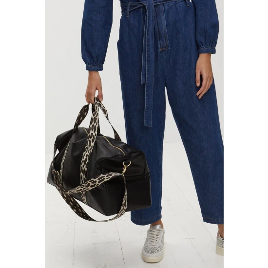 Oliver Bonas Hattie Black Leopard Strap Rectangular Weekend Bag 9 Oliver Bonas Hattie Black Leopard Strap Rectangular Weekend Bag - Image 7