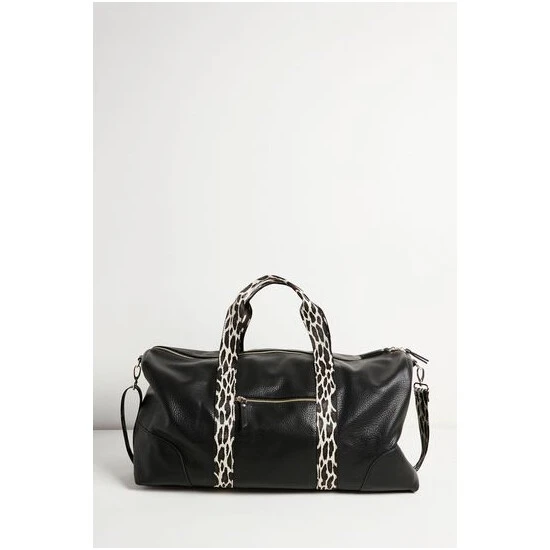 Oliver Bonas Hattie Black Leopard Strap Rectangular Weekend Bag 10 Oliver Bonas Hattie Black Leopard Strap Rectangular Weekend Bag - Image 8