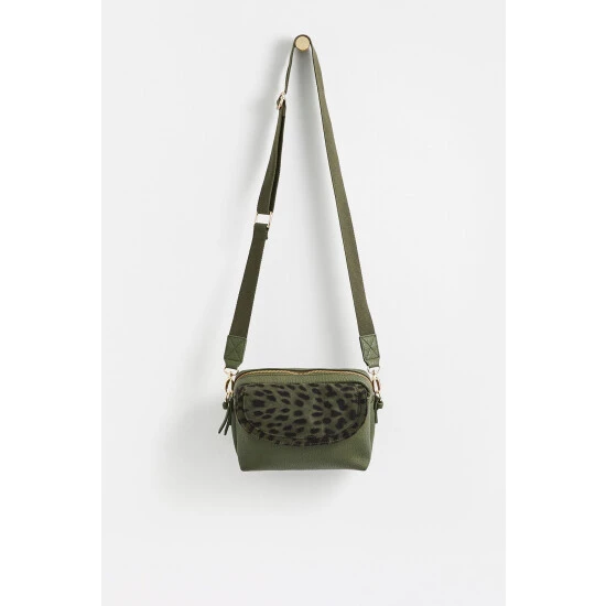 Oliver Bonas Green Mila Fold Over Animal Print Cross-Body Bag 4 Oliver Bonas Green Mila Fold Over Animal Print Cross-Body Bag - Image 2