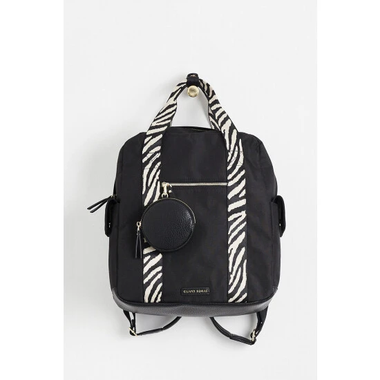 Oliver Bonas Black Olivia Zebra Print Black Backpack 3 Oliver Bonas Black Olivia Zebra Print Black Backpack