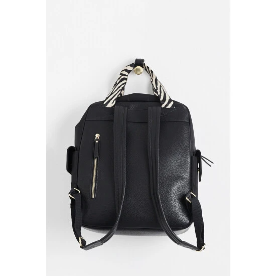 Oliver Bonas Black Olivia Zebra Print Black Backpack 4 Oliver Bonas Black Olivia Zebra Print Black Backpack - Image 2