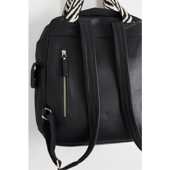 Oliver Bonas Black Olivia Zebra Print Black Backpack 5 Oliver Bonas Black Olivia Zebra Print Black Backpack - Image 3