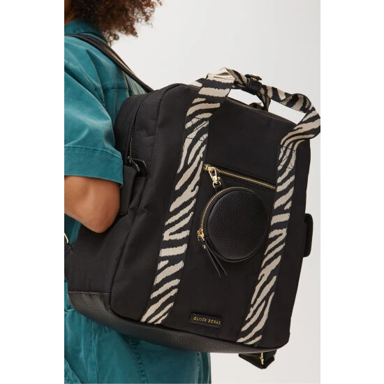 Oliver Bonas Black Olivia Zebra Print Black Backpack 9 Oliver Bonas Black Olivia Zebra Print Black Backpack - Image 7