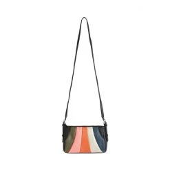 Oliver Bonas Blue Trapeze Curved Striped Cross-Body Bag