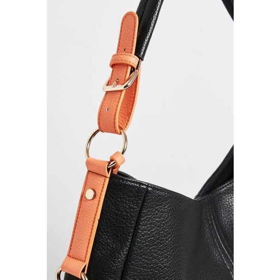 Oliver Bonas Black Debbie Slouch Black And Orange Tote Bag 6 Oliver Bonas Black Debbie Slouch Black And Orange Tote Bag - Image 4