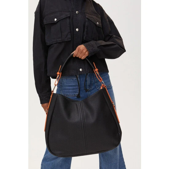 Oliver Bonas Black Debbie Slouch Black And Orange Tote Bag 9 Oliver Bonas Black Debbie Slouch Black And Orange Tote Bag - Image 7