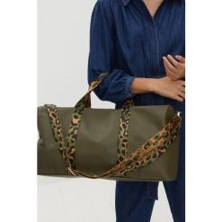 Oliver Bonas Hattie Natural Leopard Strap Green Rectangular Weekend Bag -Oliver Bonas Shop unnamed file 2028