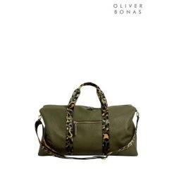 Oliver Bonas Hattie Natural Leopard Strap Green Rectangular Weekend Bag -Oliver Bonas Shop unnamed file 2029