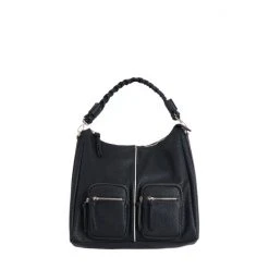 Oliver Bonas Black Mina Plait Strap Tote Bag
