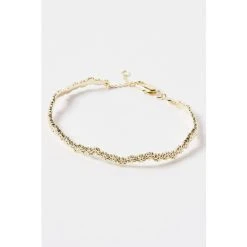 Oliver Bonas Gold Cordelia Multi Flower Casting Curved Lines Gold Plated Bangle