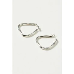 Oliver Bonas Silver Eira Angular Spiral Shape Hoop Earrings