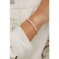 Oliver Bonas Edith Beaded White Pearl Gold Plated Chain Bracelet -Oliver Bonas Shop unnamed file 2101