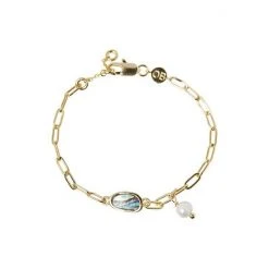 Oliver Bonas Grey Blythe Charm Paua Shell & Pearl Drop Gold Plated Chain Bracelet -Oliver Bonas Shop unnamed file 2106