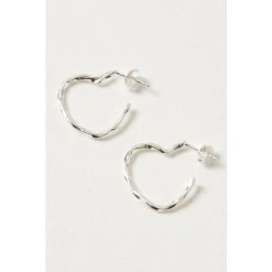 Oliver Bonas Heart Twist Outline Silver Hoop Earrings
