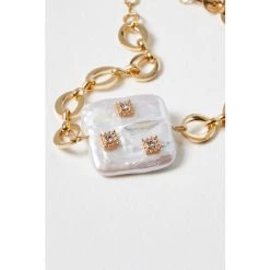 Oliver Bonas Gold Ula Square Pearl Chain Bracelet -Oliver Bonas Shop unnamed file 2158