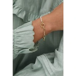 Oliver Bonas Womens White Odina Half Chain & Pearl Fob Clasp Gold Plated Brass Bracelet -Oliver Bonas Shop unnamed file 2167