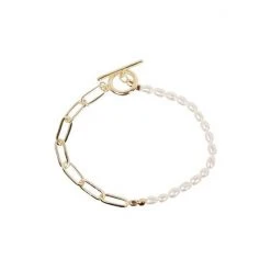 Oliver Bonas Womens White Odina Half Chain & Pearl Fob Clasp Gold Plated Brass Bracelet -Oliver Bonas Shop unnamed file 2168