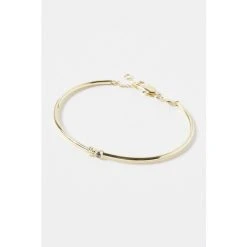 Oliver Bonas Aurora Flower Casting Detail Gold Plate Brass Bangle