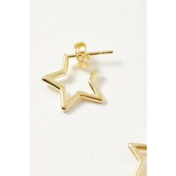 Oliver Bonas Star Outline Small Gold Plated Brass Hoops -Oliver Bonas Shop unnamed file 221