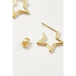 Oliver Bonas Star Outline Small Gold Plated Brass Hoops -Oliver Bonas Shop unnamed file 222