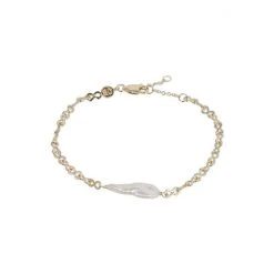 Oliver Bonas White Indigo Long Pearl Chain Bracelet