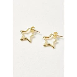 Oliver Bonas Star Outline Small Gold Plated Brass Hoops -Oliver Bonas Shop unnamed file 223