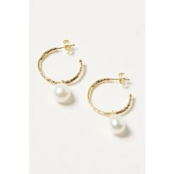 Oliver Bonas Maya Stone Charm Drop Gold Plated Hoop Earrings -Oliver Bonas Shop unnamed file 226