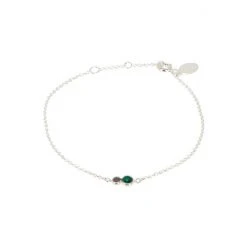 Oliver Bonas Briar Disc And Green Malachite Inlay Dot Sterling Silver Bracelet