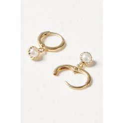 Oliver Bonas Alula Round Pearl Drop Gold Plated Huggie Earrings -Oliver Bonas Shop unnamed file 232