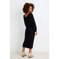 Oliver Bonas Button Through Knitted Black Midi Dress -Oliver Bonas Shop unnamed file 2338