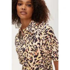 Oliver Bonas Brown Neutral Animal Print Yellow Mini Shirt Dress -Oliver Bonas Shop unnamed file 2347