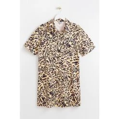 Oliver Bonas Brown Neutral Animal Print Yellow Mini Shirt Dress -Oliver Bonas Shop unnamed file 2350