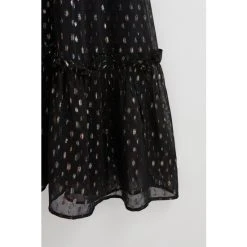 Oliver Bonas Black Metallic Polka Dot Puff Sleeve Black Midi Dress -Oliver Bonas Shop unnamed file 2379