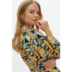 Oliver Bonas Black Abstract Petal Midi Dress -Oliver Bonas Shop unnamed file 2384