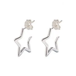 Oliver Bonas Star Outline Small Sterling Silver Hoops