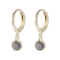 Oliver Bonas Grey Alula Round Labradorite Drop Labradorite, Gold Plated Brass Huggie Earrings -Oliver Bonas Shop unnamed file 263