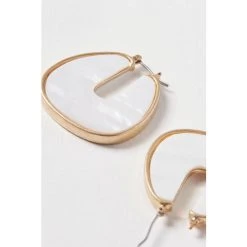 Oliver Bonas White Elle Shell Inlay Flat Hoop Earrings -Oliver Bonas Shop unnamed file 267
