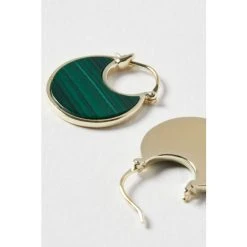 Oliver Bonas Green Caia Curve Malachite Gold Plated Hoop Earrings -Oliver Bonas Shop unnamed file 279