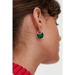 Oliver Bonas Green Caia Curve Malachite Gold Plated Hoop Earrings -Oliver Bonas Shop unnamed file 281