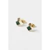 Oliver Bonas Green Corliss Square Stone And Engraved Disc Stud Malachite, Gold Plated Brass Earrings -Oliver Bonas Shop unnamed file 30