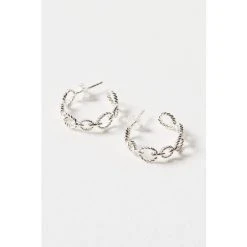 Oliver Bonas Silver Tone Isandro Loop Twist Link Hoop Earrings -Oliver Bonas Shop unnamed file 302