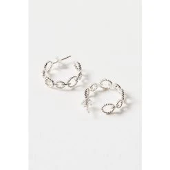 Oliver Bonas Silver Tone Isandro Loop Twist Link Hoop Earrings -Oliver Bonas Shop unnamed file 304