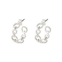 Oliver Bonas Silver Tone Isandro Loop Twist Link Hoop Earrings -Oliver Bonas Shop unnamed file 305