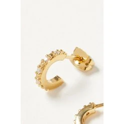 Oliver Bonas Rico Stone Detail Gold Plate Mini Hoop Earrings -Oliver Bonas Shop unnamed file 308