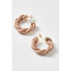 Oliver Bonas Natural Naia Brown Plait Hoop Earrings -Oliver Bonas Shop unnamed file 324