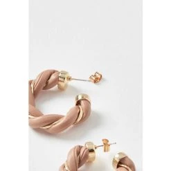 Oliver Bonas Natural Naia Brown Plait Hoop Earrings -Oliver Bonas Shop unnamed file 326
