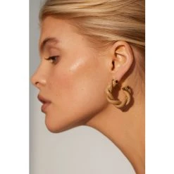Oliver Bonas Natural Naia Brown Plait Hoop Earrings -Oliver Bonas Shop unnamed file 327