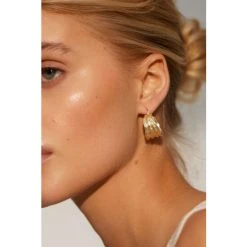 Oliver Bonas Muriel Curve Chunky Gold Plated Hoop Earrings -Oliver Bonas Shop unnamed file 341