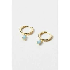 Oliver Bonas Blue Pavati Inlay Hoop And Stone Gold Plated Drop Hoop Earrings -Oliver Bonas Shop unnamed file 344